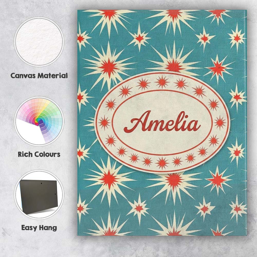 Personalised Name Abstract Starburst Custom Premium Decorative Design Modern Room Accent Canvas Wall Art Print Decor Picture Ready to Hang