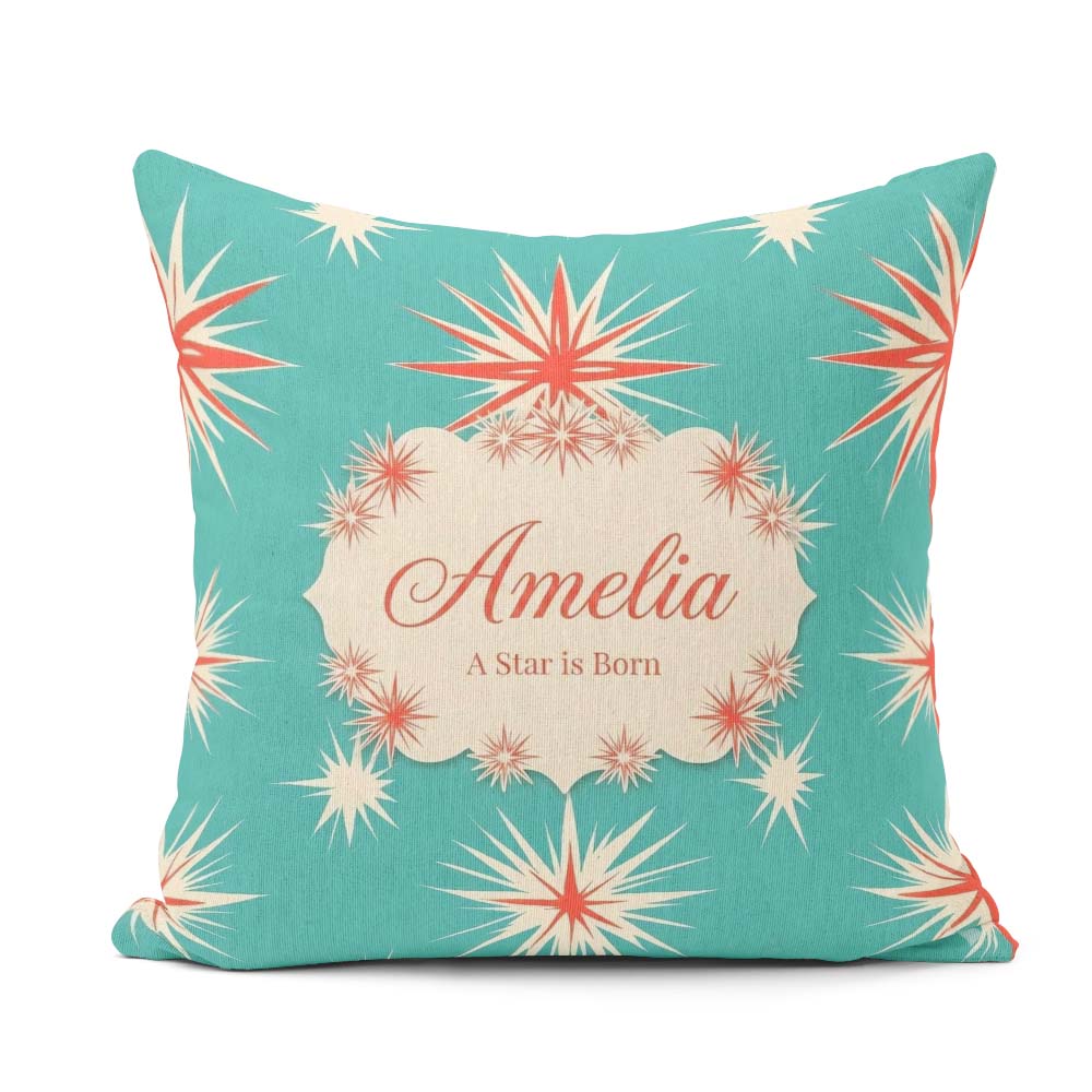 Custom Name Abstract Large Starburst Shapes Minimal Pattern Name Square Filled Cushion Throw Pillow Sofa Bed Home Decor Zip Washable UK Made