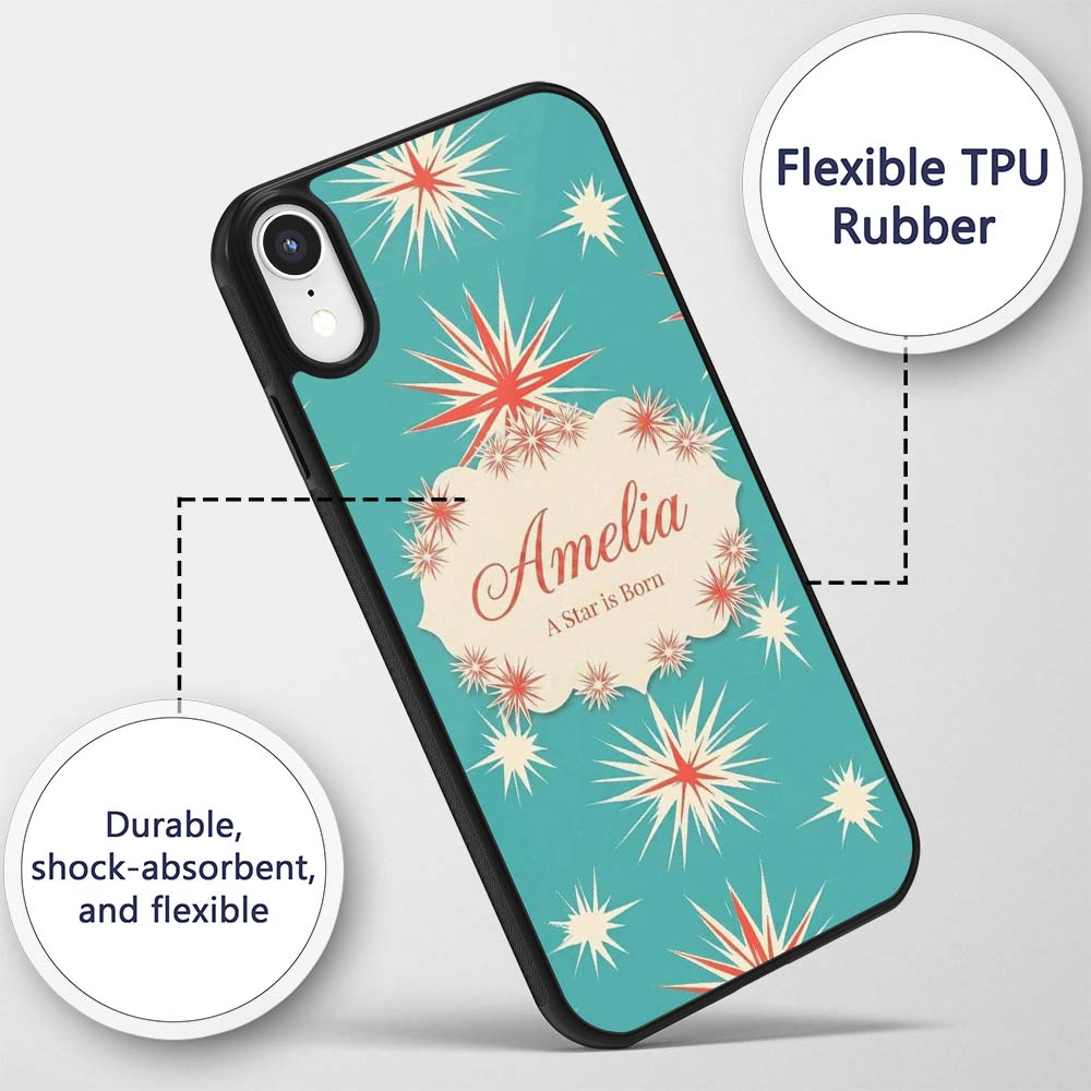 Abstract Large Starburst Shapes Minimal Seamless Custom Name Protective Phone Case Mobile Cover Durable Everyday Smartphone Shock Resistant
