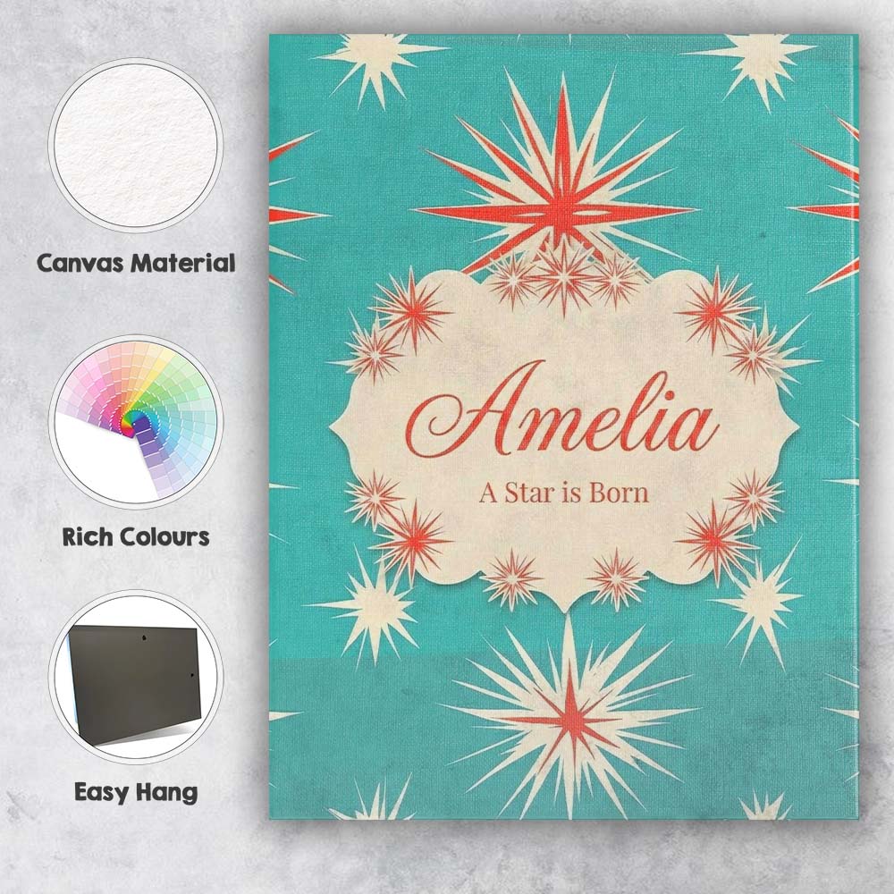 Personalised Name Abstract Large Starburst Custom Unique Gift Idea Elegant Feature Canvas Wall Art Print Decor Picture Ready to Hang