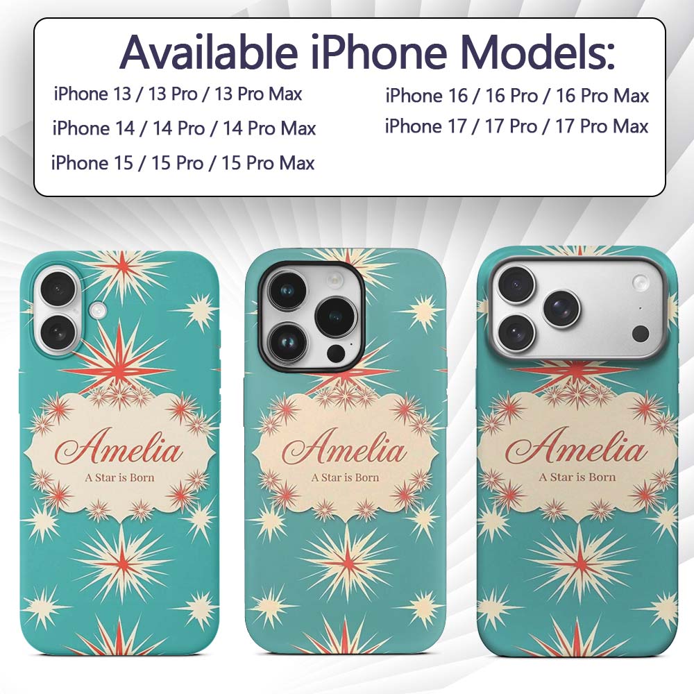 Abstract Large Starburst Shapes Minimal Seamless Custom Name Protective Phone Case Mobile Cover Durable Everyday Smartphone Shock Resistant