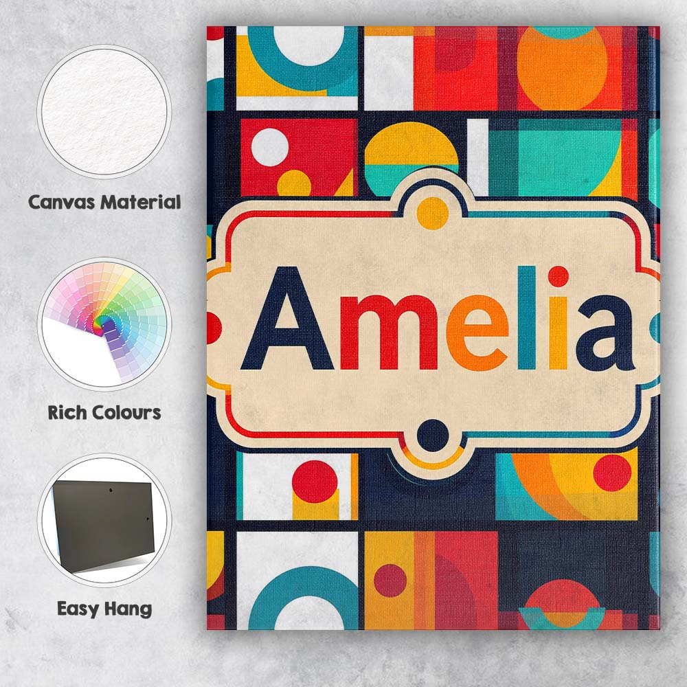 Personalised Name Abstract Circular Geometric Custom Unique Gift Idea Modern Room Accent Canvas Wall Art Print Decor Picture Ready to Hang
