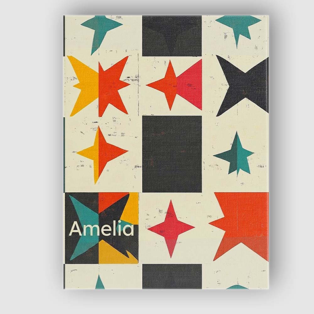 Personalised Name Abstract Starburst Shapes Custom Bespoke Interior Contemporary Canvas Wall Art Print Decor Picture Ready to Hang