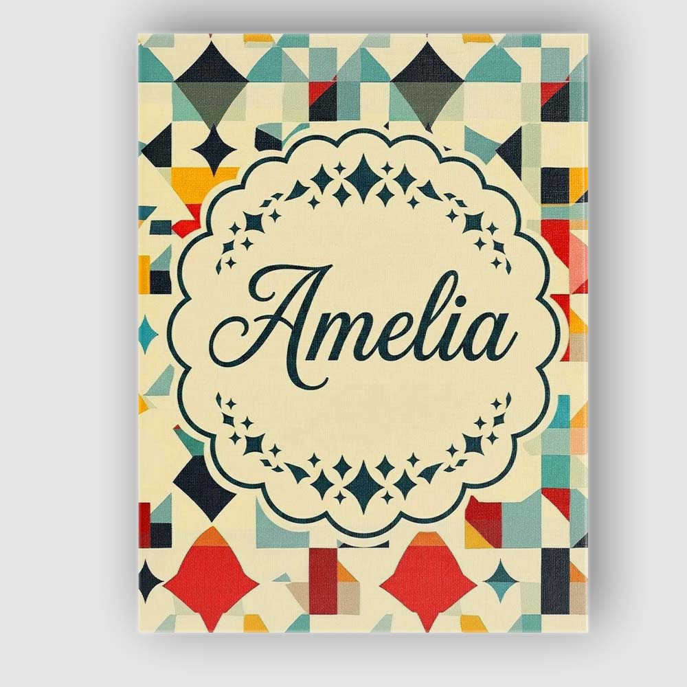 Personalised Name Abstract Geometric Mosaic Custom Bespoke Interior Contemporary Canvas Wall Art Print Decor Picture Ready to Hang