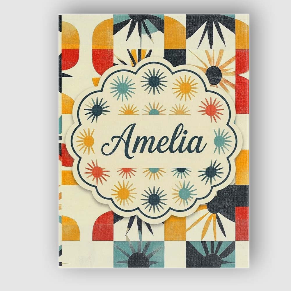 Personalised Name Abstract Sunburst Geometric Custom Unique Gift Idea Modern Room Accent Canvas Wall Art Print Decor Picture Ready to Hang