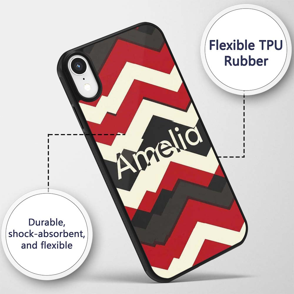 Abstract Bold Zigzag Chevron Stripes Seamless Custom Name Protective Phone Case Mobile Cover Durable Everyday Smartphone Shock Resistant