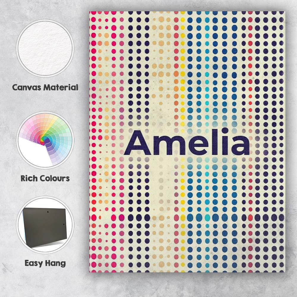 Personalised Name Abstract Colorful Polka Custom Unique Gift Idea Elegant Feature Canvas Wall Art Print Decor Picture Ready to Hang