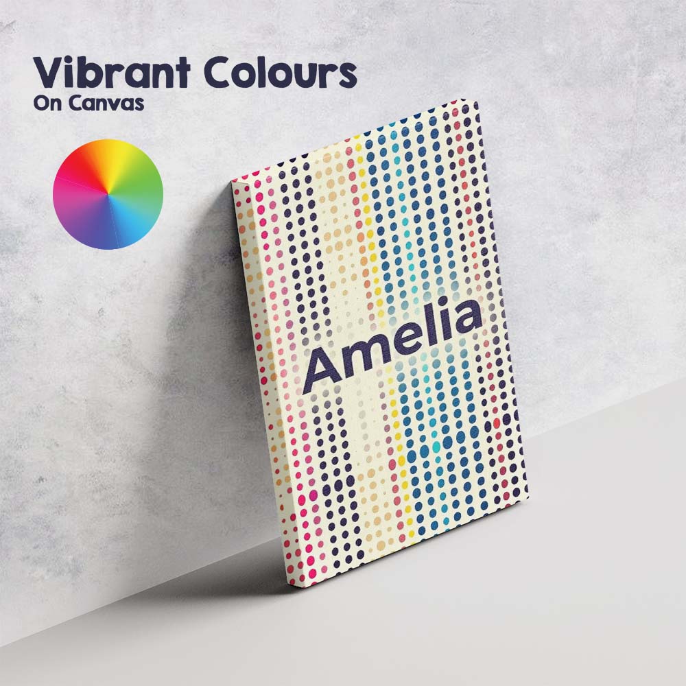 Personalised Name Abstract Colorful Polka Custom Unique Gift Idea Elegant Feature Canvas Wall Art Print Decor Picture Ready to Hang