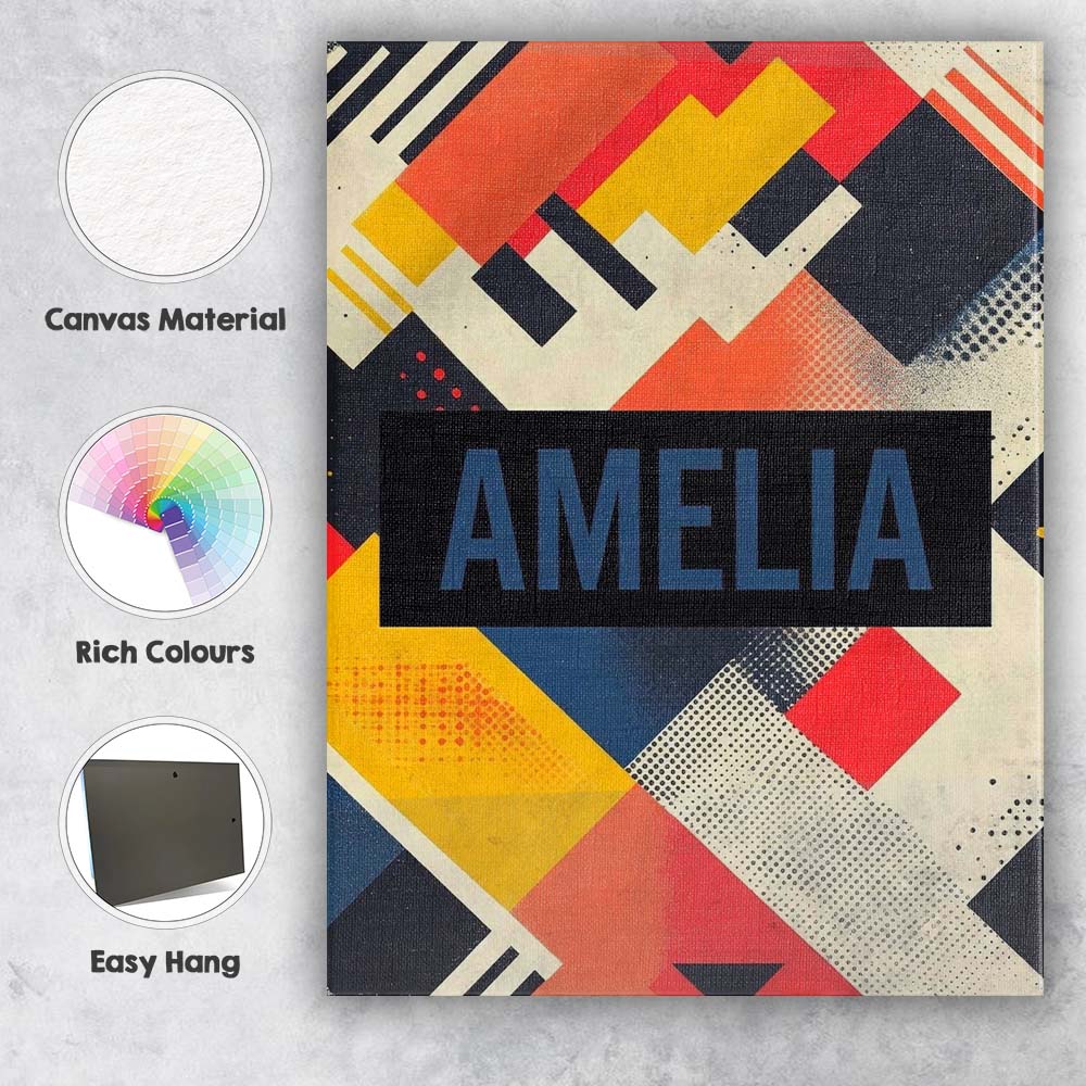 Personalised Name Abstract Halftone Geometric Custom Unique Gift Idea Modern Room Accent Canvas Wall Art Print Decor Picture Ready to Hang