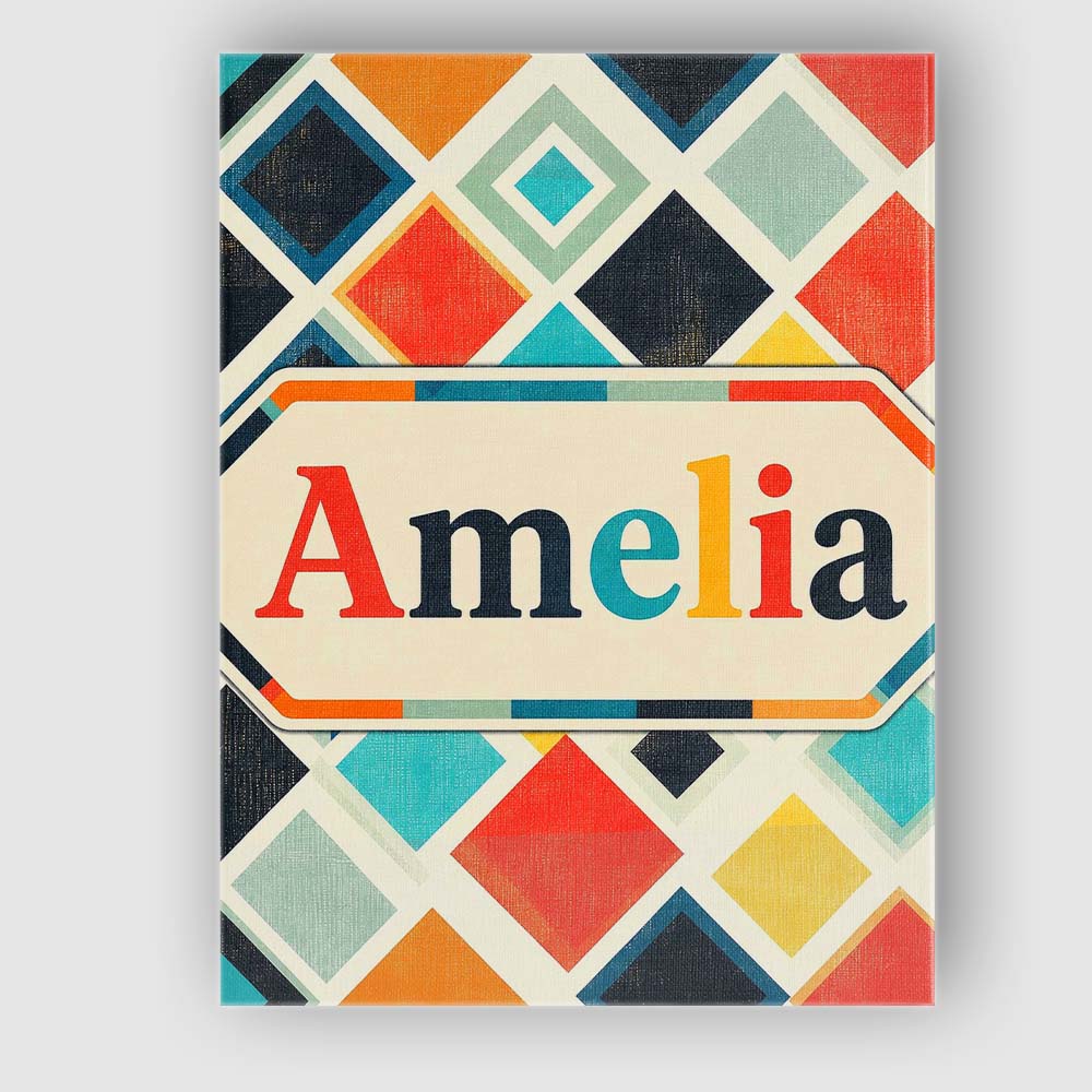 Personalised Name Abstract Mid Century Custom Modern Room Accent Elegant Feature Canvas Wall Art Print Decor Picture Ready to Hang