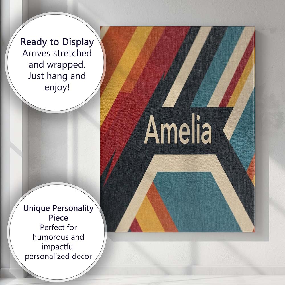 Personalised Name Abstract Layered Geometric Custom Bespoke Contemporary Display Canvas Wall Art Print Decor Picture Ready to Hang