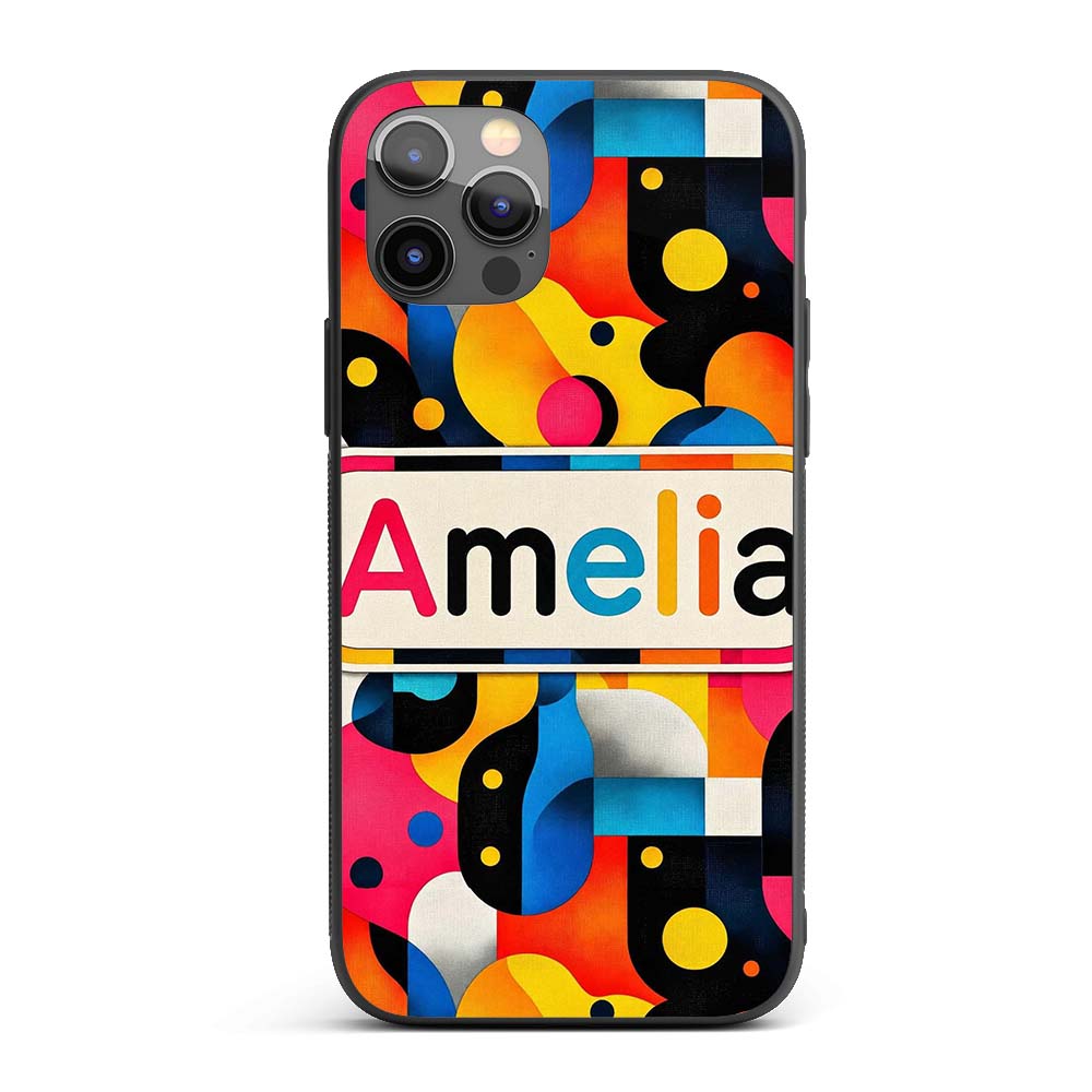 Abstract Organic Fluid Shapes Vibrant Seamless Custom Name Protective Phone Case Mobile Cover Durable Everyday Smartphone Shock Resistant