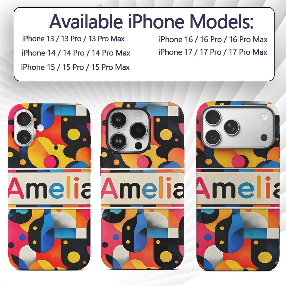 Abstract Organic Fluid Shapes Vibrant Seamless Custom Name Protective Phone Case Mobile Cover Durable Everyday Smartphone Shock Resistant
