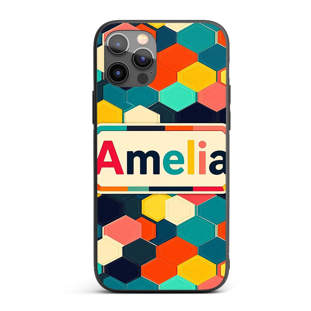 Abstract Multicolor Hexagon Honeycomb Seamless Custom Name Protective Phone Case Mobile Cover Durable Everyday Smartphone Shock Resistant