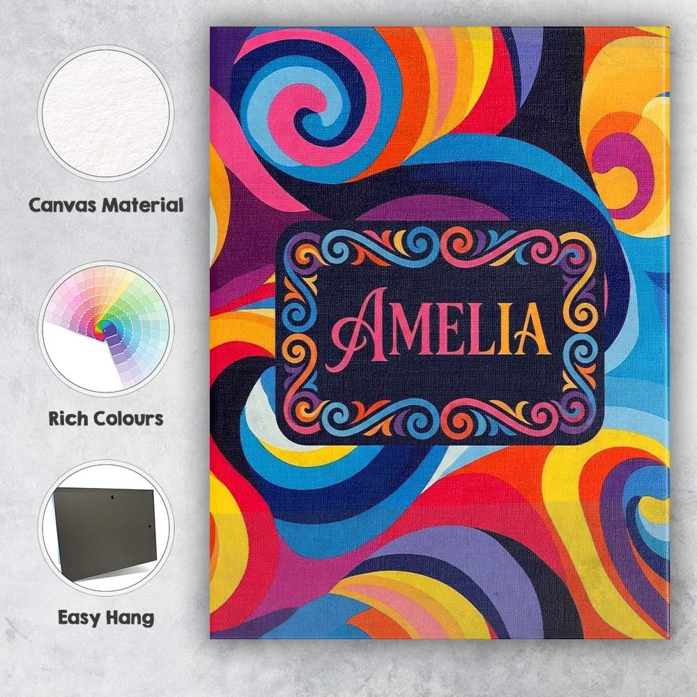 Personalised Name Abstract Spiral Swirl Custom Modern Room Accent Elegant Feature Canvas Wall Art Print Decor Picture Ready to Hang