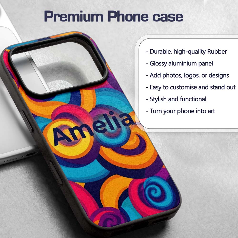 Abstract Psychedelic Spiral Curl Printed Design Custom Name Protective Phone Case Mobile Cover Durable Everyday Smartphone Shock Resistant