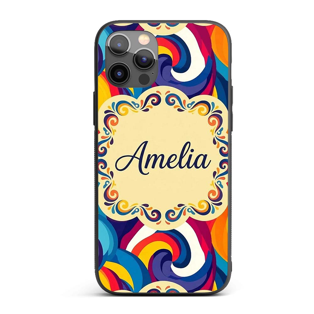 Abstract Colorful Spiral Motion Wave Seamless Custom Name Protective Phone Case Mobile Cover Durable Everyday Smartphone Shock Resistant
