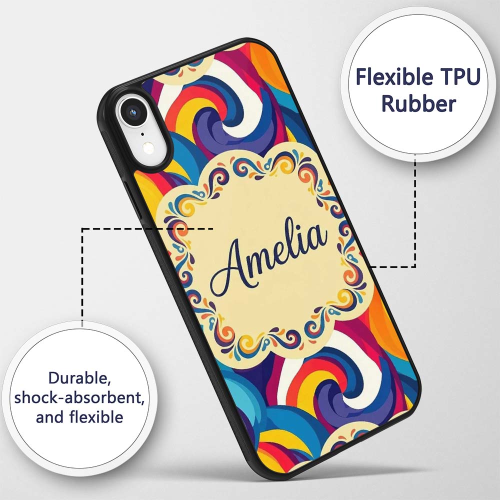 Abstract Colorful Spiral Motion Wave Seamless Custom Name Protective Phone Case Mobile Cover Durable Everyday Smartphone Shock Resistant