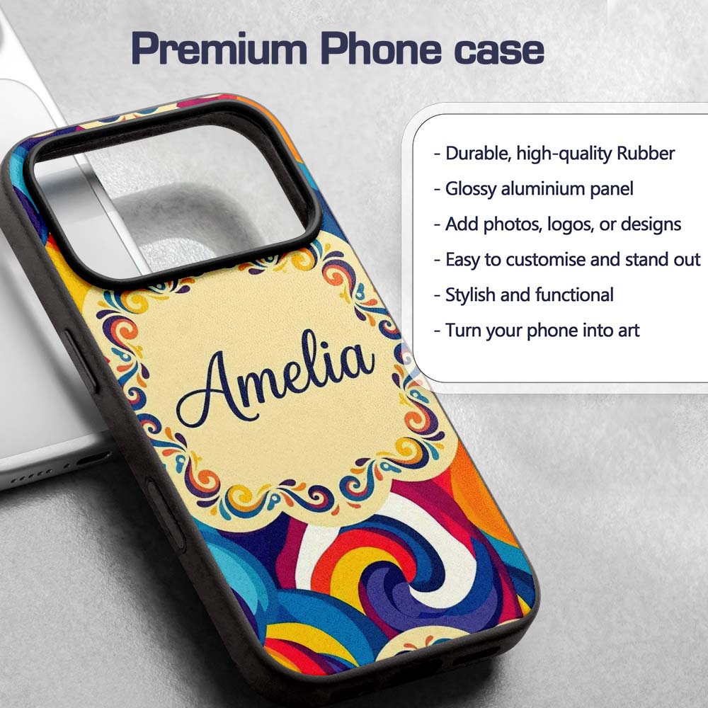 Abstract Colorful Spiral Motion Wave Seamless Custom Name Protective Phone Case Mobile Cover Durable Everyday Smartphone Shock Resistant
