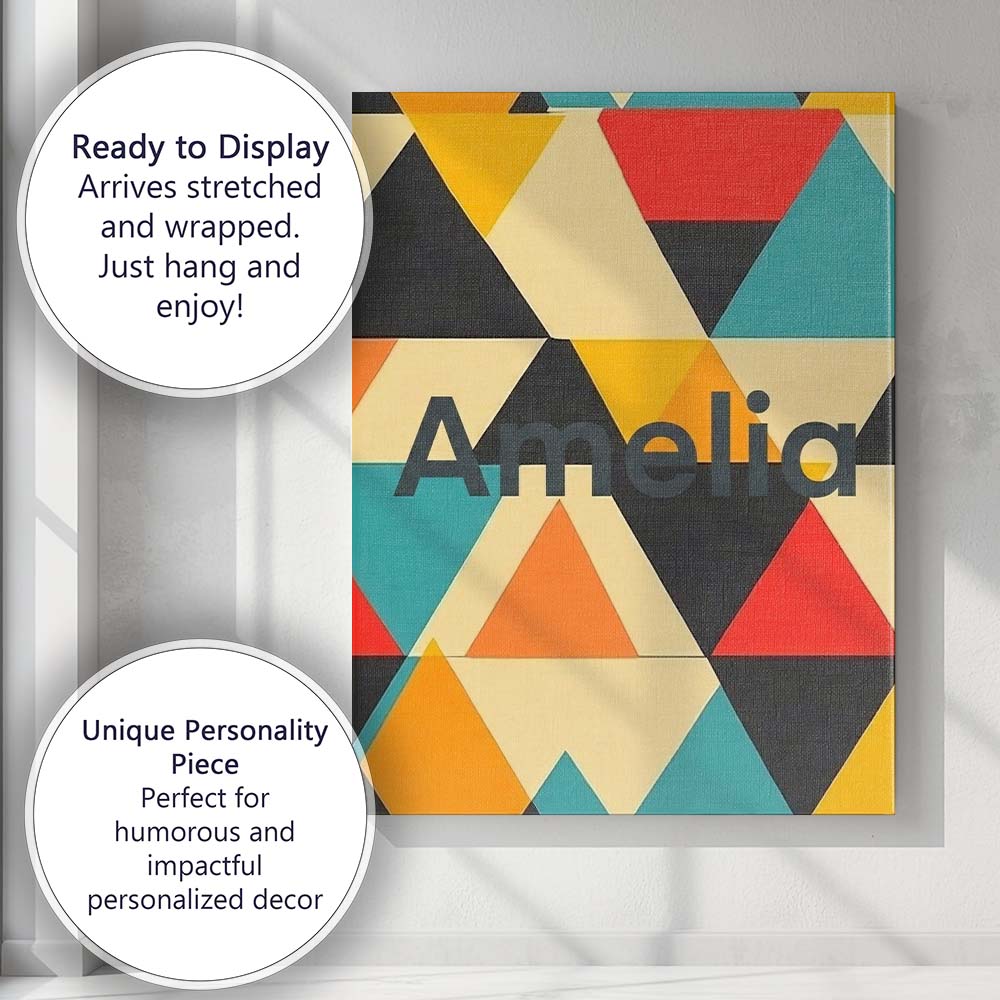 Personalised Name Abstract Geometric Custom Premium Decorative Design Modern Room Accent Canvas Wall Art Print Decor Picture Ready to Hang