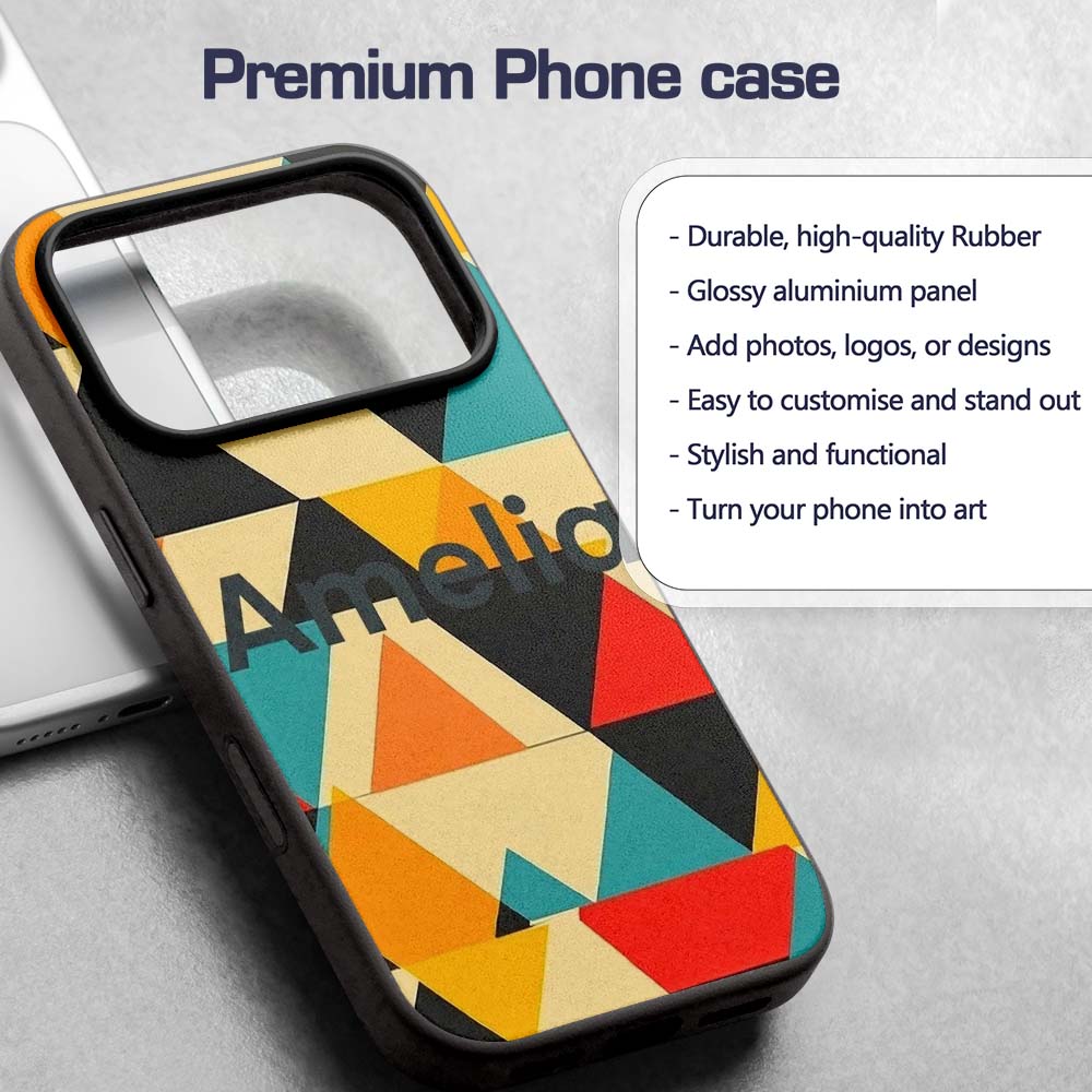 Abstract Geometric Triangle Patchwork Seamless Custom Name Protective Phone Case Mobile Cover Durable Everyday Smartphone Shock Resistant