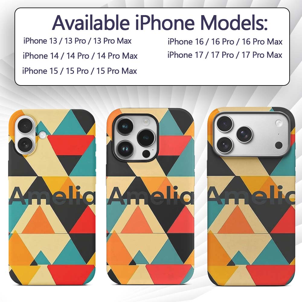 Abstract Geometric Triangle Patchwork Seamless Custom Name Protective Phone Case Mobile Cover Durable Everyday Smartphone Shock Resistant