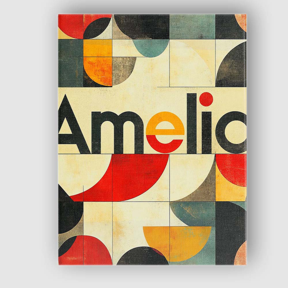 Personalised Name Abstract Mid Century Custom Modern Room Accent Elegant Feature Canvas Wall Art Print Decor Picture Ready to Hang