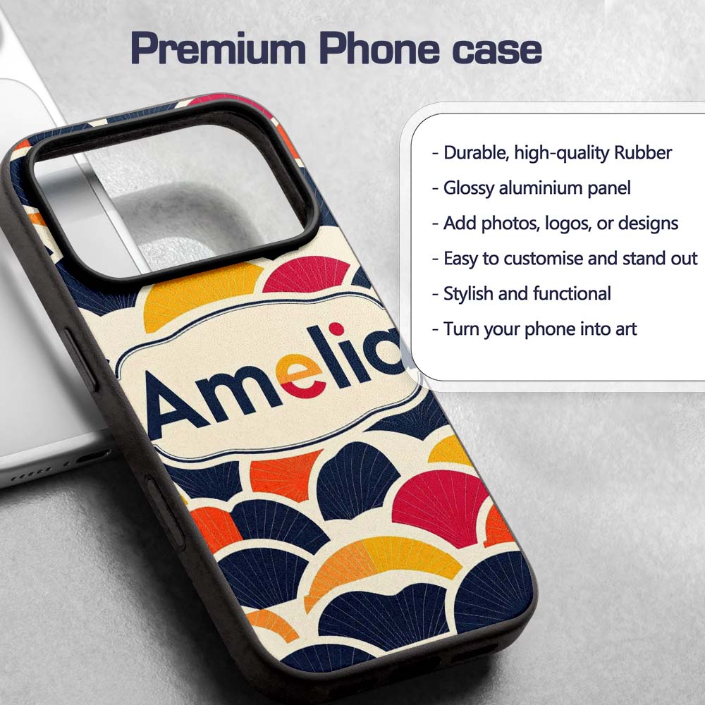 Abstract Geometric Fan Shapes Overlap Seamless Custom Name Protective Phone Case Mobile Cover Durable Everyday Smartphone Shock Resistant
