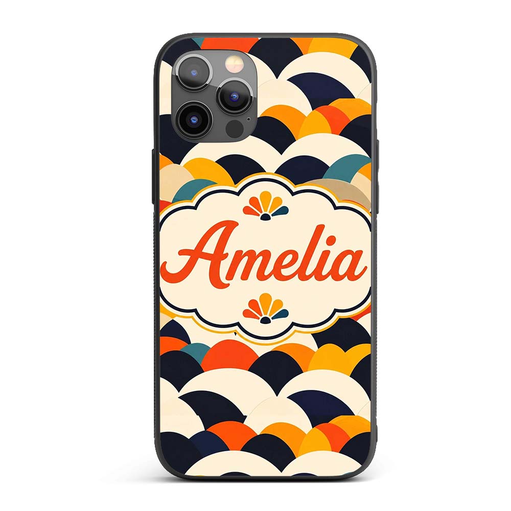 Abstract Scallop Wave Hills Seamless Pattern Name Custom Name Protective Phone Case Mobile Cover Durable Everyday Smartphone Shock Resistant