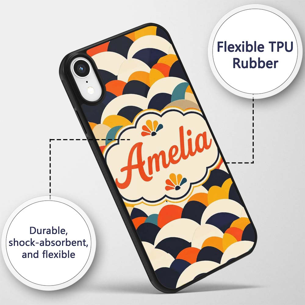 Abstract Scallop Wave Hills Seamless Pattern Name Custom Name Protective Phone Case Mobile Cover Durable Everyday Smartphone Shock Resistant
