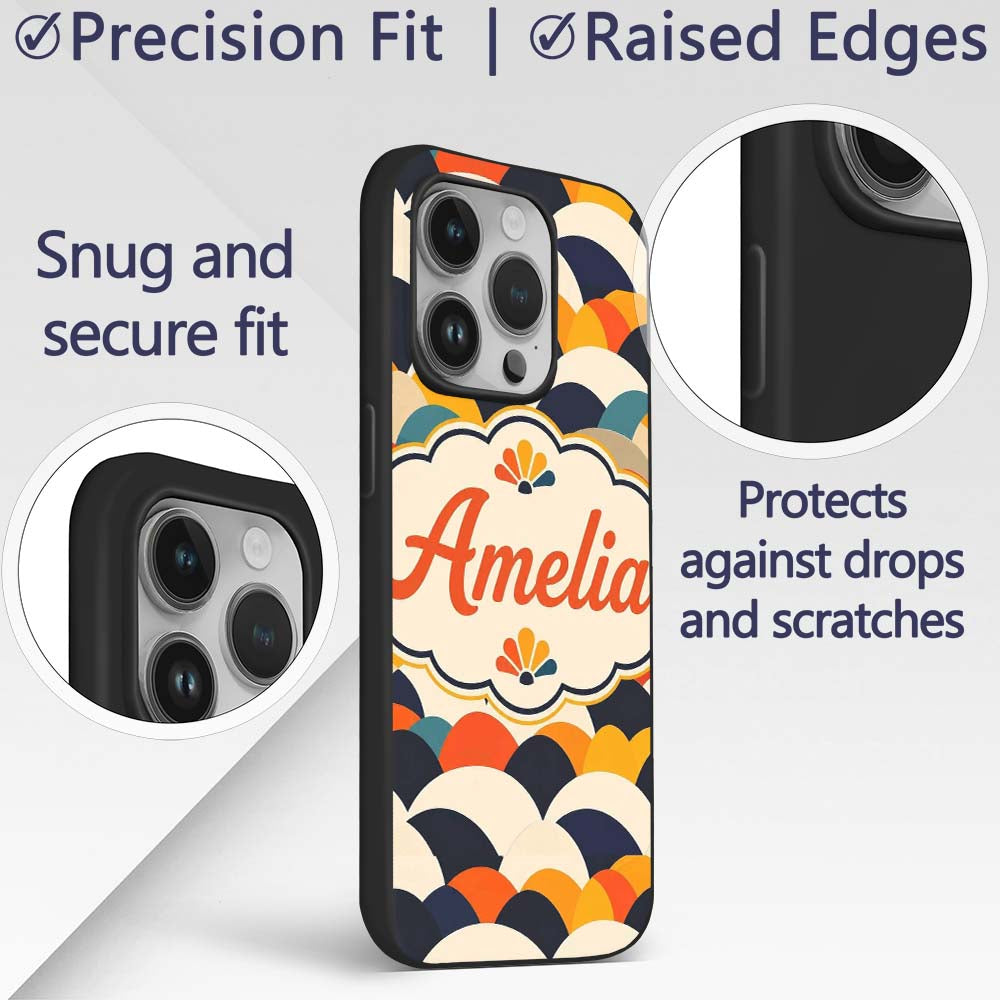 Abstract Scallop Wave Hills Seamless Pattern Name Custom Name Protective Phone Case Mobile Cover Durable Everyday Smartphone Shock Resistant
