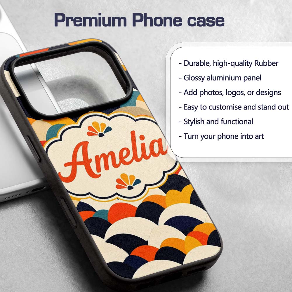 Abstract Scallop Wave Hills Seamless Pattern Name Custom Name Protective Phone Case Mobile Cover Durable Everyday Smartphone Shock Resistant