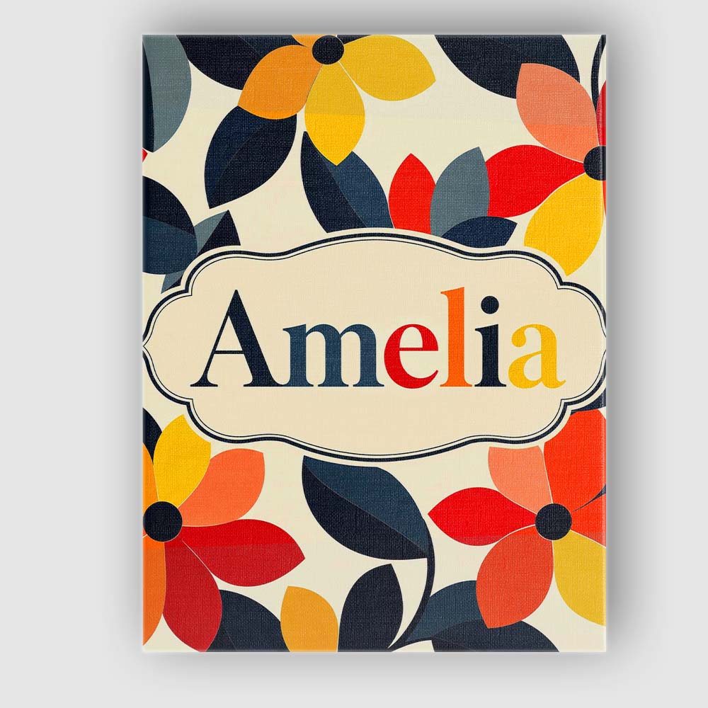 Personalised Name Abstract Floral Petal Custom Modern Room Accent Elegant Feature Canvas Wall Art Print Decor Picture Ready to Hang