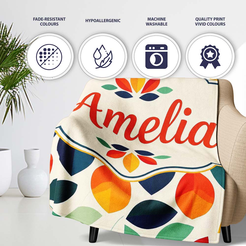 Abstract Multicolor Leaf Scatter Soft Background Seamless Pattern Personalised Custom Name Super Soft Fleece Blanket Bed Sofa Throw