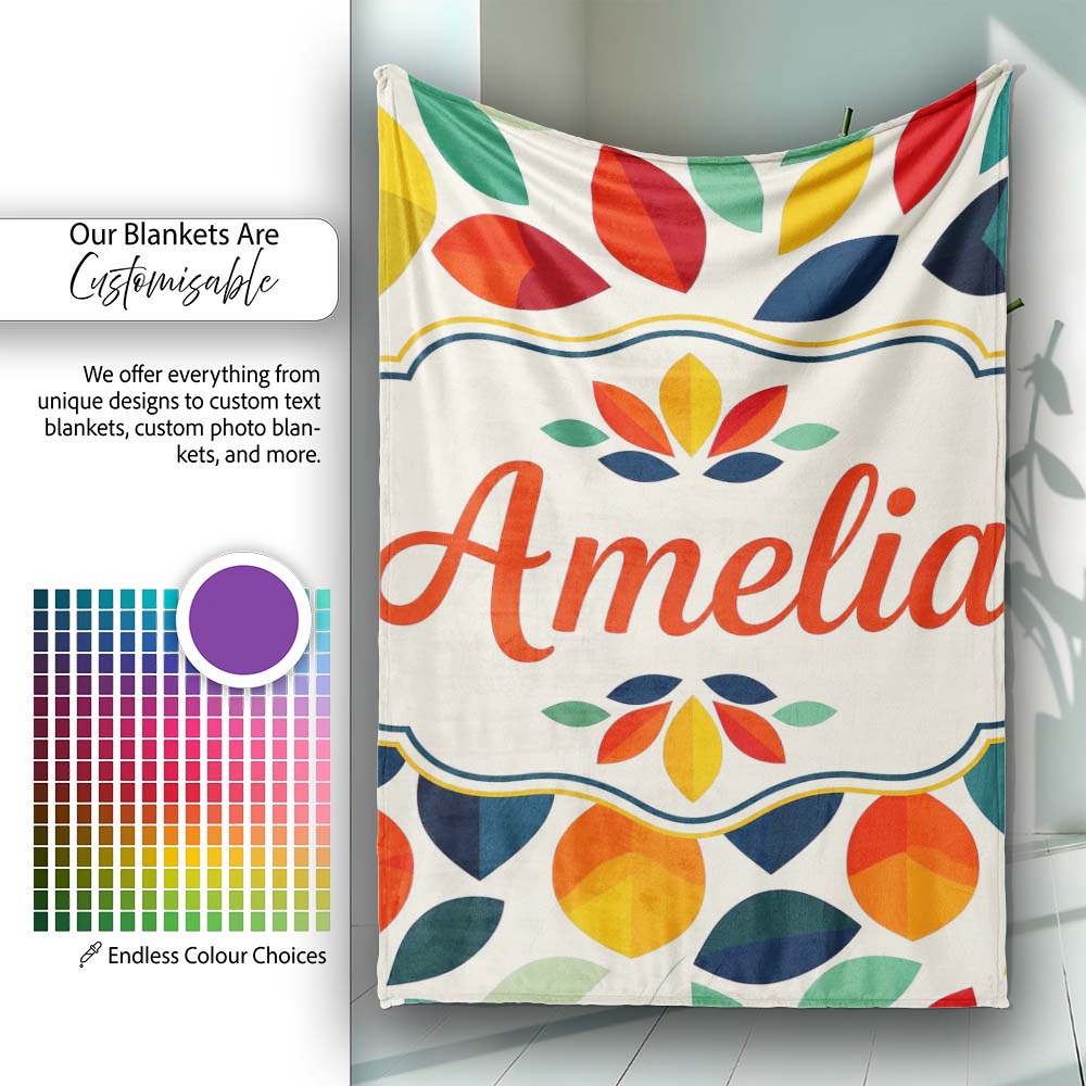 Abstract Multicolor Leaf Scatter Soft Background Seamless Pattern Personalised Custom Name Super Soft Fleece Blanket Bed Sofa Throw
