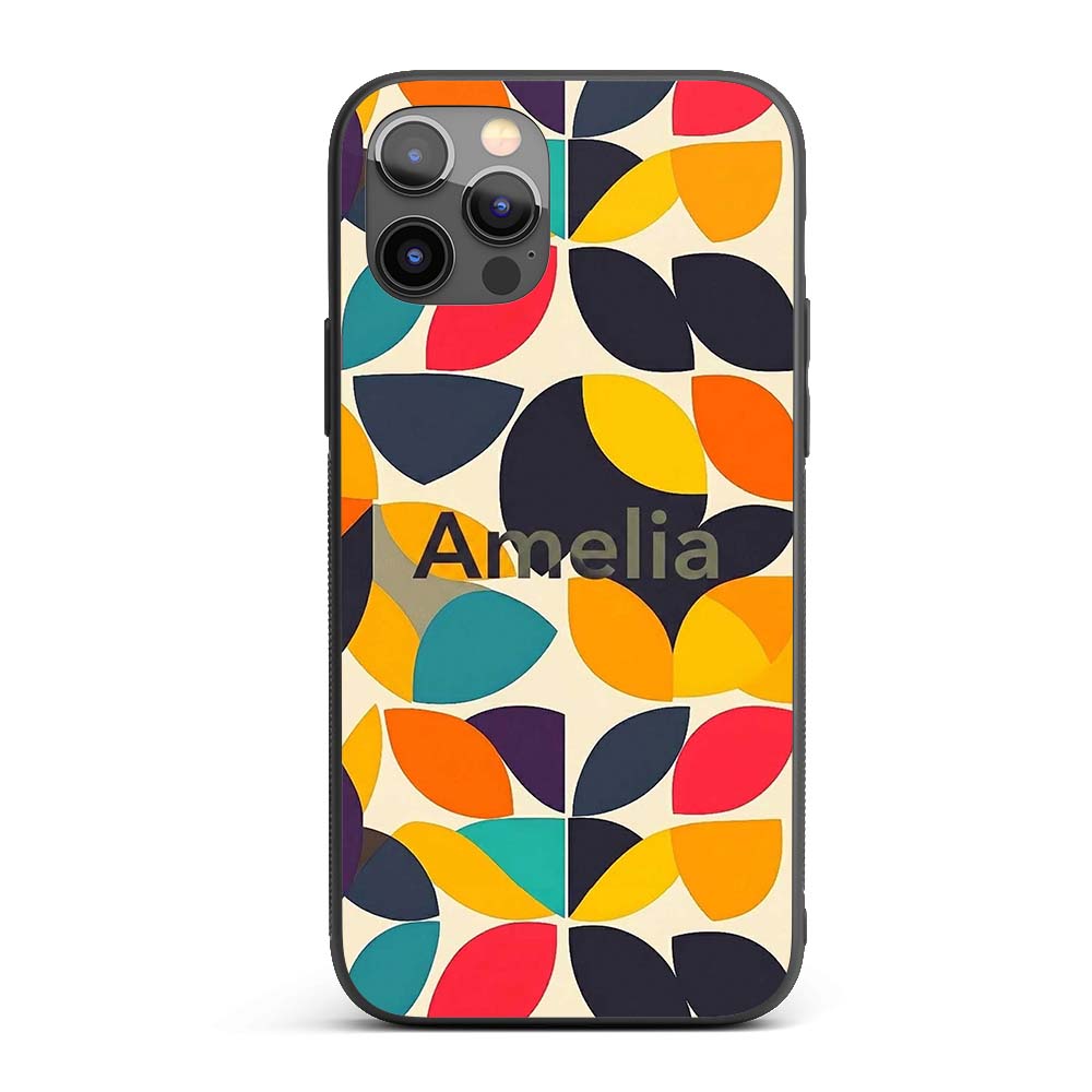 Abstract Modern Leaf Cut Shapes Minimal Style Custom Name Protective Phone Case Mobile Cover Durable Everyday Smartphone Shock Resistant