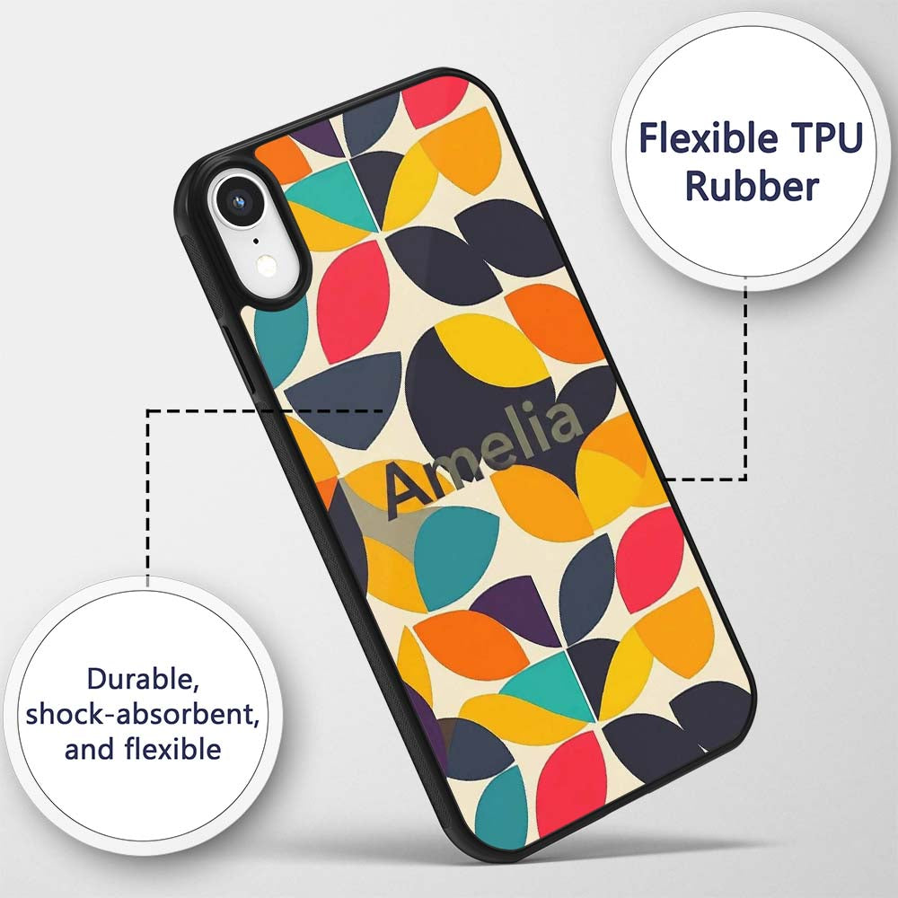 Abstract Modern Leaf Cut Shapes Minimal Style Custom Name Protective Phone Case Mobile Cover Durable Everyday Smartphone Shock Resistant