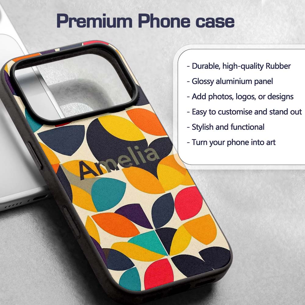 Abstract Modern Leaf Cut Shapes Minimal Style Custom Name Protective Phone Case Mobile Cover Durable Everyday Smartphone Shock Resistant
