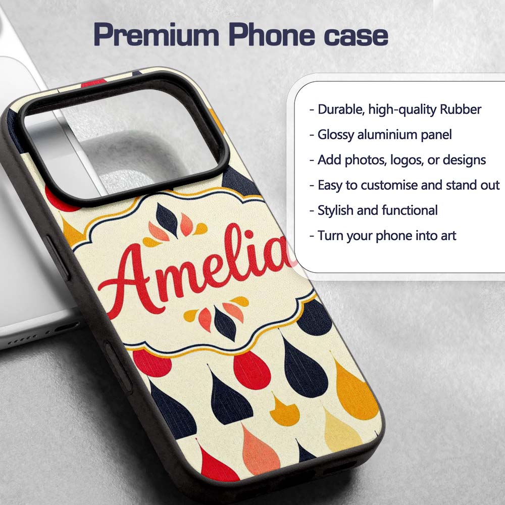 Abstract Hanging Teardrop Motif Minimal Seamless Custom Name Protective Phone Case Mobile Cover Durable Everyday Smartphone Shock Resistant