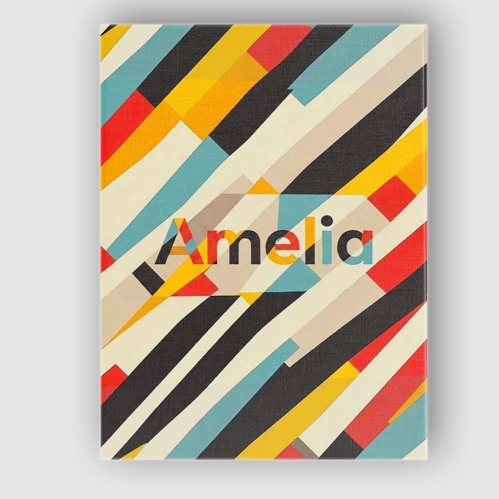 Personalised Name Abstract Diagonal Color Custom Unique Gift Idea Elegant Feature Canvas Wall Art Print Decor Picture Ready to Hang