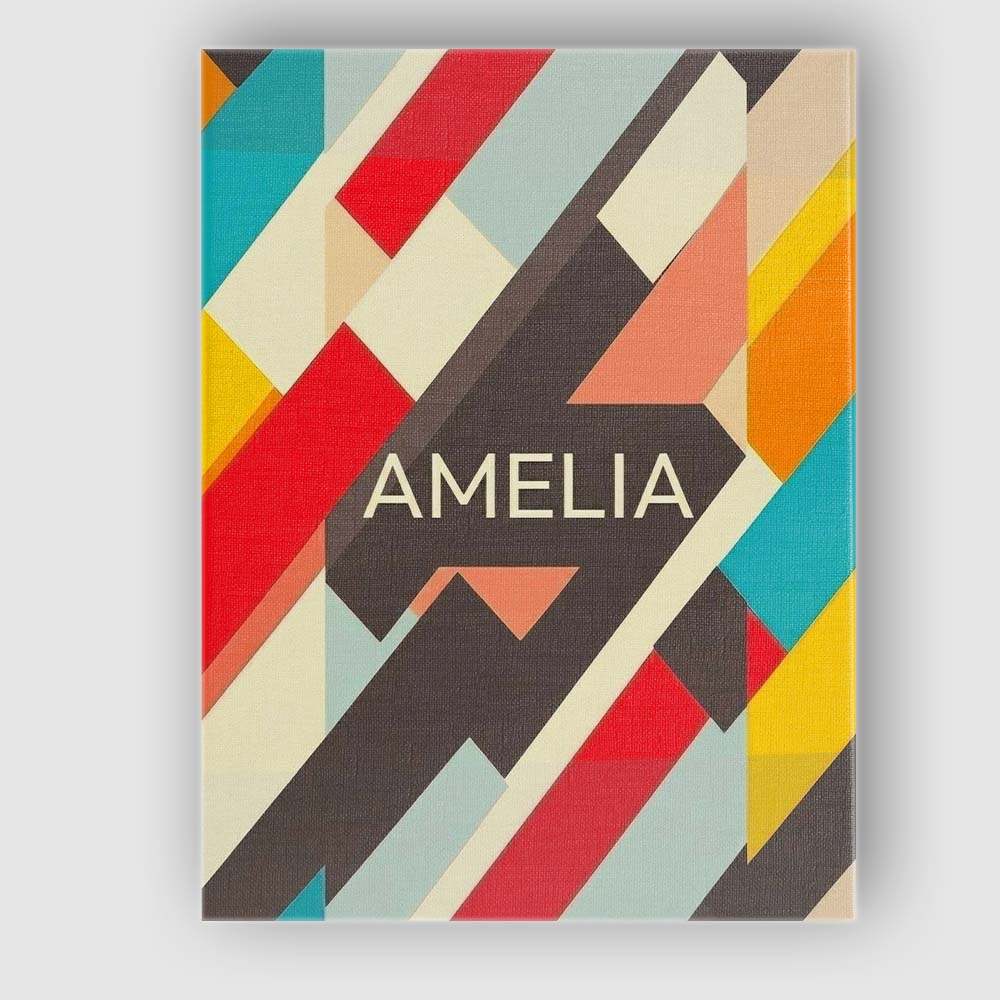 Personalised Name Abstract Bold Layered Custom Modern Room Accent Elegant Feature Canvas Wall Art Print Decor Picture Ready to Hang
