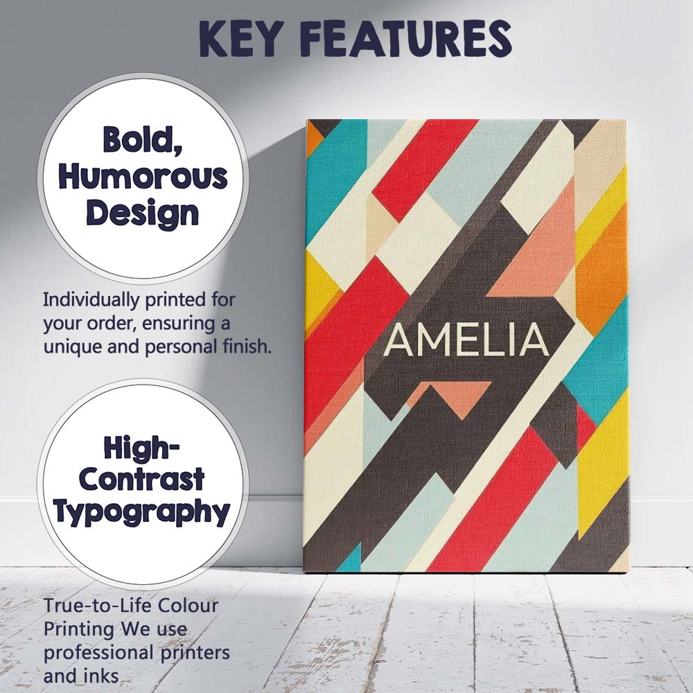 Personalised Name Abstract Bold Layered Custom Modern Room Accent Elegant Feature Canvas Wall Art Print Decor Picture Ready to Hang