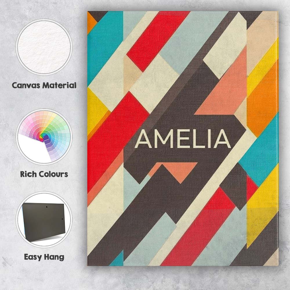 Personalised Name Abstract Bold Layered Custom Modern Room Accent Elegant Feature Canvas Wall Art Print Decor Picture Ready to Hang