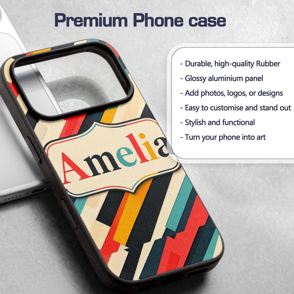 Abstract Angled Color Block Stripes Contemporary Custom Name Protective Phone Case Mobile Cover Durable Everyday Smartphone Shock Resistant