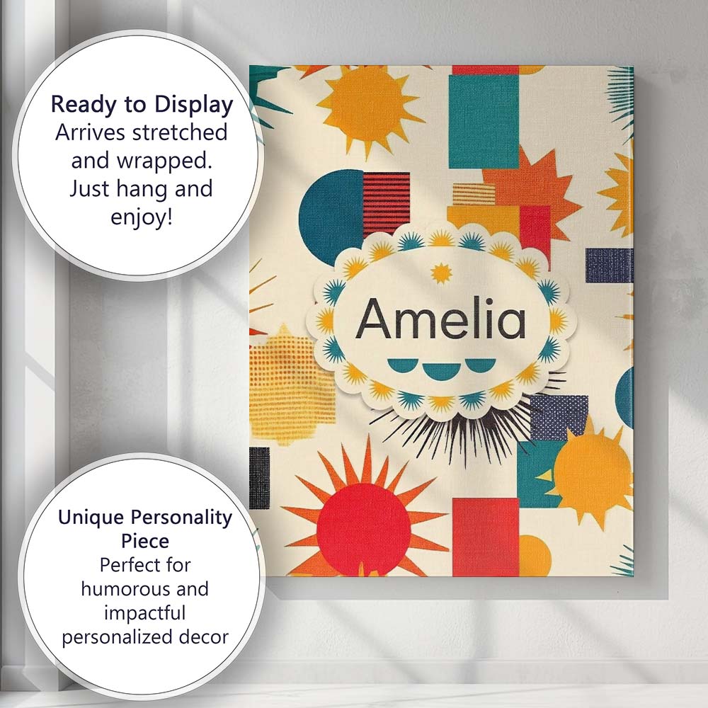 Personalised Name Abstract Geometric Custom Premium Decorative Design Modern Room Accent Canvas Wall Art Print Decor Picture Ready to Hang