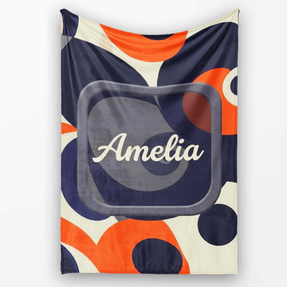 Abstract Organic Curved Shapes Bold Modern Seamless Pattern Name Personalised Custom Name Super Soft Fleece Blanket Bed Sofa Throw