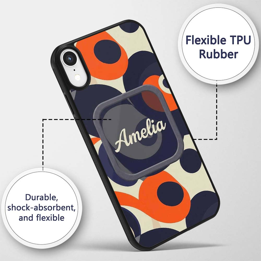 Abstract Organic Curved Shapes Printed Design Custom Name Protective Phone Case Mobile Cover Durable Everyday Smartphone Shock Resistant