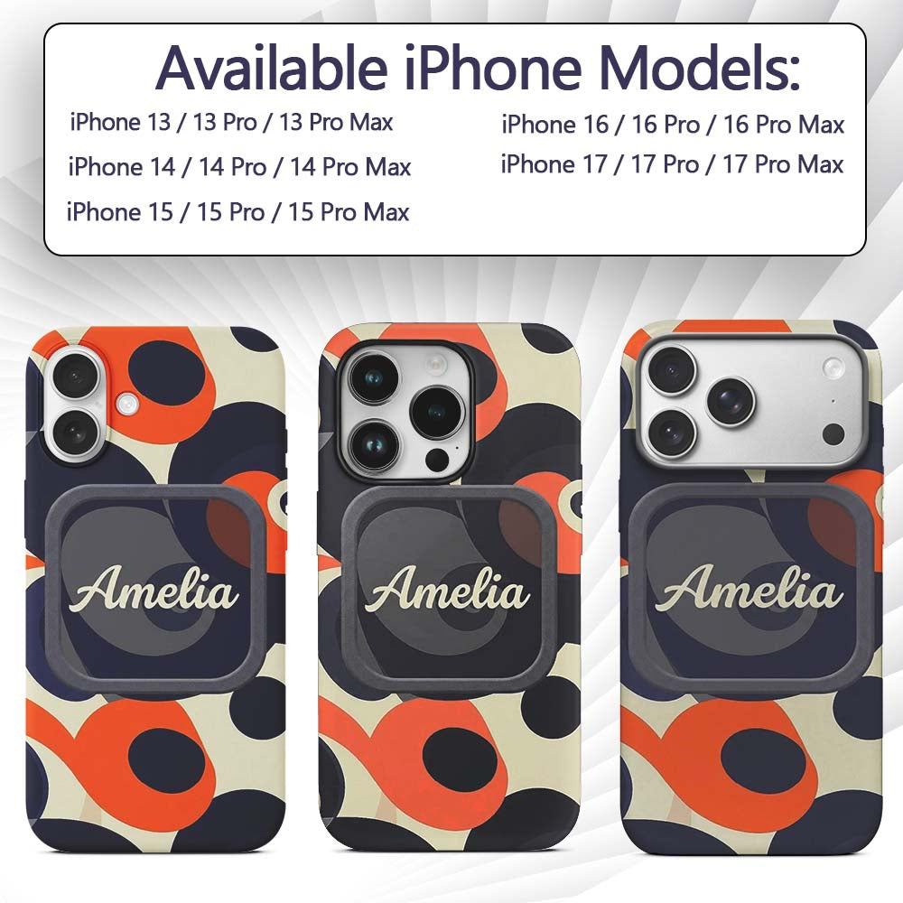 Abstract Organic Curved Shapes Printed Design Custom Name Protective Phone Case Mobile Cover Durable Everyday Smartphone Shock Resistant