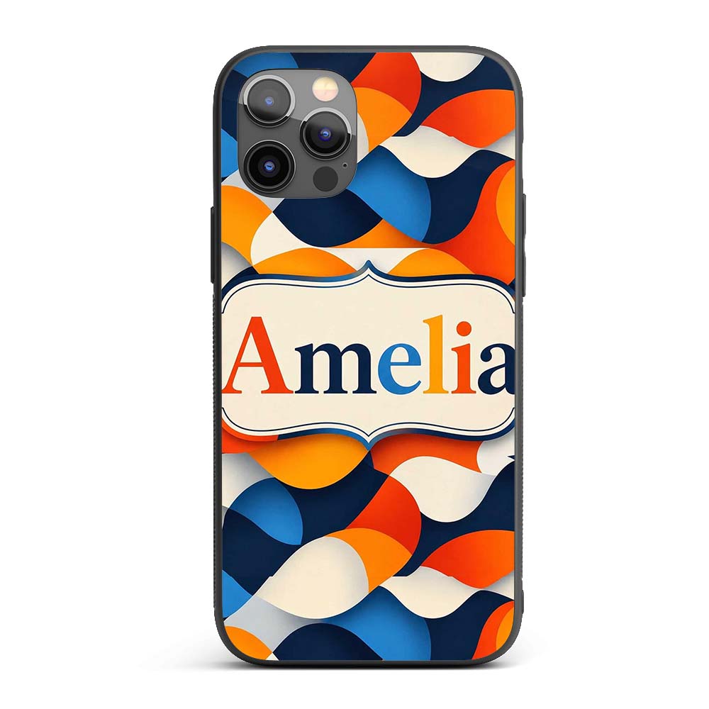 Abstract Fluid Organic Shapes Modern Color Blend Custom Name Protective Phone Case Mobile Cover Durable Everyday Smartphone Shock Resistant