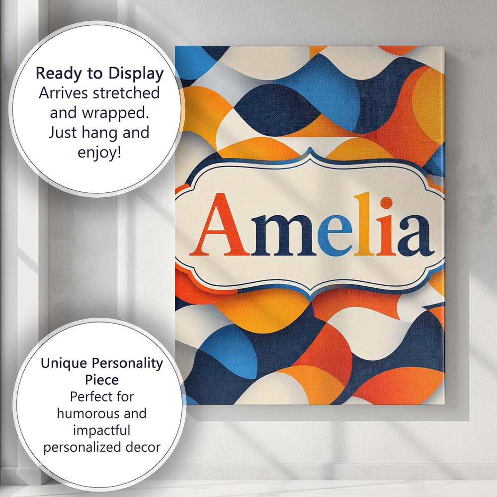 Personalised Name Abstract Fluid Organic Custom Unique Gift Idea Elegant Feature Canvas Wall Art Print Decor Picture Ready to Hang